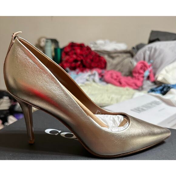Coach Waverly Metallic Leather Pump - 8 - Champagne - Picture 5 of 5
